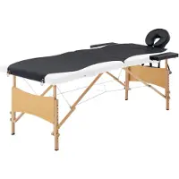 vidaXL Massagetafel inklapbaar 2 zones hout zwart en wit