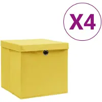 vidaXL Opbergboxen met deksel 4 st 28x28x28 cm geel