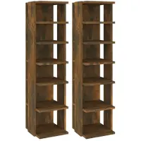 vidaXL Schoenenrekken 2 st 27,5x27x102 cm bewerkt hout gerookt eiken