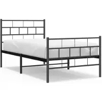 vidaXL Bedframe met hoofd- en voeteneinde metaal zwart 90x200 cm
