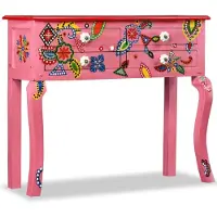 vidaXL Wandtafel handgeschilderd massief mangohout roze