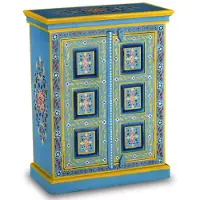 vidaXL Wandkast handgeschilderd massief mangohout turquoise