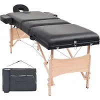 vidaXL Table de massage pliable à 3 zones 10 cm d'épaisseur Noir