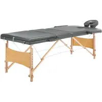 vidaXL Massagetafel met 3 zones 186x68 cm houten frame antraciet