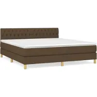 vidaXL Boxspring met matras stof donkerbruin 180x200 cm