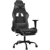 vidaXL Gaming stoel met voetsteun, zwart en grijs, kunstleer