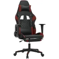 vidaXL Gaming stoel met voetsteun, zwart en wijnrood, kunstleer