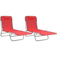 vidaXL Ligbedden 2 st inklapbaar textileen en staal rood