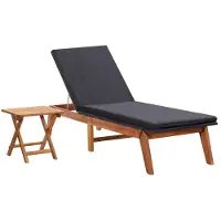 vidaXL Ligbed met tafel poly rattan en massief acaciahout