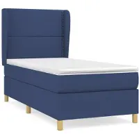 vidaXL Boxspring met matras stof blauw 90x200 cm