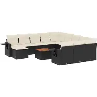vidaXL 13-delige Loungeset met kussens poly rattan zwart