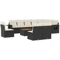 vidaXL 11-delige Loungeset met kussens poly rattan zwart