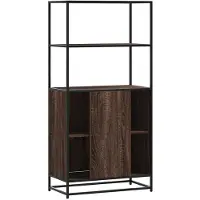 vidaXL Hoge kast 68x35x139 cm bewerkt hout en metaal bruin eikenkleur
