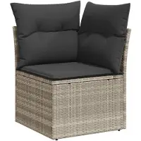 vidaXL 9-delige Loungeset met kussens poly rattan lichtgrijs