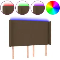 vidaXL Hoofdbord LED 147x16x118/128 cm stof donkerbruin