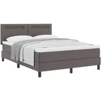 vidaXL Boxspring bed met matras Grijs 160 x 200 cm Kunstleer