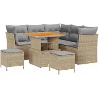 vidaXL Tuinbank Set 8 st 5-Aantal zitplaatsen Beige en Lichtgrijs