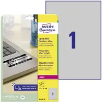 Avery Etiket L6013-20 210x297mm zilver 20 stuks