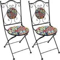 Axi Amélie Set van 2 Bistrostoelen, Mozaïek, Fiesta Flower, Opklapbaar | Bistro-tuinset, mozaïek Bistro Stoelen voor Tuin/Balkon/Terras - 38,5 x 45 x 90 cm