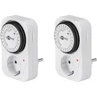 Goobay Analoge timer, set van 2, wit, eenvoudig te bedienen tijdschakelaar voor het stopcontact