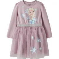 Name it Jurk 'NMFOsimi Frozen' beige / lichtblauw / lavendel / wit