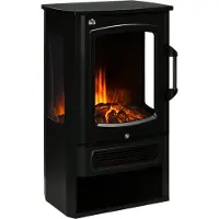 HOMCOM elektrische haard, realistische vlammen, 2 verwarmingsniveaus, bescherming tegen oververhitting, staal, zwart, 44,5 x 32 x 74 cm