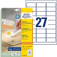 Avery Etiket L4737REV-25 63.5x29.6mm wit 675 stuks