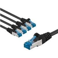 Goobay CAT 6 A Patch Cable S/FTP (PiMF), 1 m, black, Set of 5