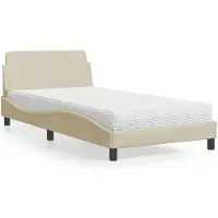 vidaXL Bed met matras "Dover" stof crèmekleurig 100x200 cm