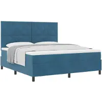 vidaXL Boxspring bed met hoofdeinde Donkerblauw 180 x 200 cm Fluweel