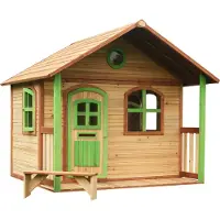Axi Milan Speelhuis van FSC hout | Speelhuisje voor de tuin / buiten in bruin & wit | Tuinhuisje met veranda voor kinderen