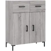 vidaXL Hoge kast 69,5x34x180 cm bewerkt hout grijs sonoma eikenkleurig