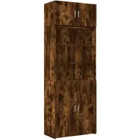vidaXL Opbergkast 80x42,5x225 cm bewerkt hout gerookt eikenkleur