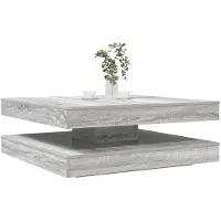 vidaXL Salontafel 360 graden draaibaar 90x90x34,5cm grijs sonoma eiken