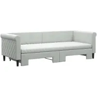 vidaXL Slaapbank onderschuifbed matrassen 80x200 cm fluweel lichtgrijs