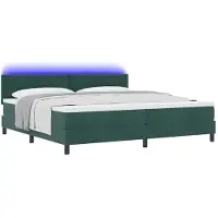 vidaXL LED boxspringbed met hoofdeinde, donkergroen, 200 x 200 cm, fluweel