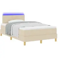 vidaXL LED Box Spring Bed met hoofdeinde Crème 120 x 200 cm Stof