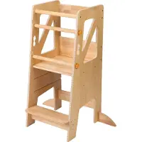 Sunny Liv Leertoren Naturel – Houten Montessori-geïnspireerd Keukenhulpje – Verstelbare Kinder Keukentoren – Veilig en Educatief Speelgoed