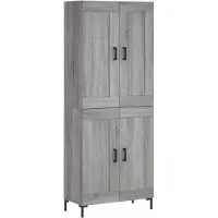 vidaXL Hoge kast 69,5x34x180 cm bewerkt hout grijs sonoma eikenkleurig