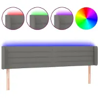 vidaXL Hoofdbord LED 203x16x78/88 cm stof donkergrijs