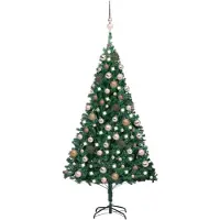 vidaXL Kunstkerstboom met verlichting en kerstballen 150 cm PVC groen