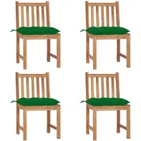 vidaXL Tuinstoelen, 4 stuks, met kussens, massief teakhout