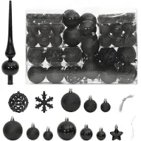vidaXL 111-delige Kerstballenset polystyreen zwart