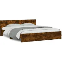 vidaXL Bedframe met hoofdeinde gerookt eikenkleurig 160x200 cm