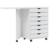 vidaXL Ladekast met bureau MOSS verrijdbaar massief grenenhout wit