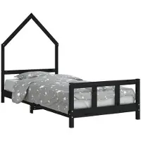 vidaXL Kinderbedframe 90x190 cm massief grenenhout zwart