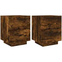 vidaXL Nachtkastjes met LED 2 st bewerkt hout gerookt eikenkleurig