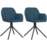 vidaXL Eetkamerstoelen draaibaar 2 st fluweel blauw