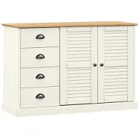vidaXL Dressoir met lades VIGO 113x40x75 cm massief grenenhout wit