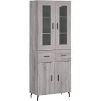 vidaXL Hoge kast 69,5x34x180 cm bewerkt hout grijs sonoma eikenkleurig